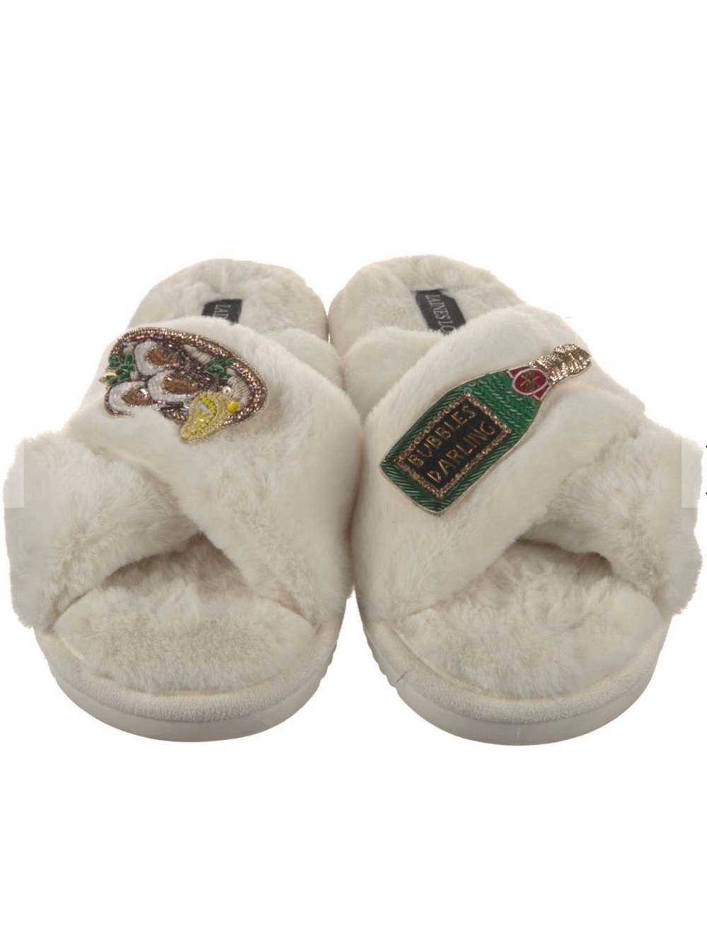 Laines London Women's Slippers with Champagne and Oysters Embellishment